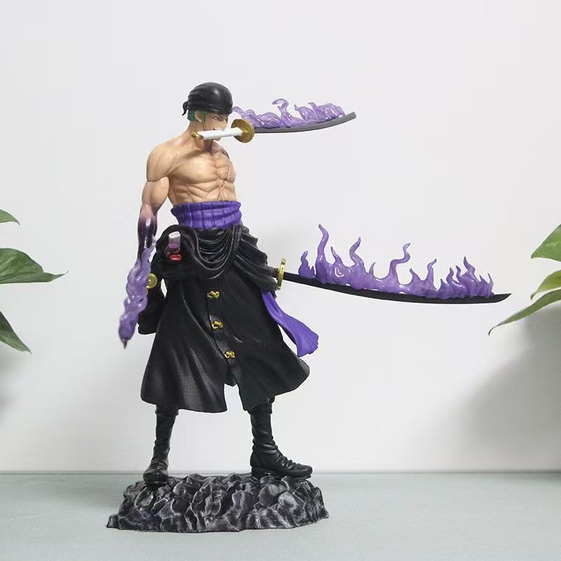 28cm Anime One Piece Figure Three-Knife Flow Battle Roronoa Zoro PVC GK Model Action Figures Desk Ornament Toys Gifts