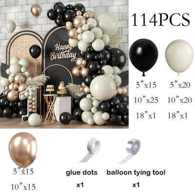 Czarno-białe balony piaskowe, girlanda, piaskowo-biały, szampański, złoty, łuk balonowy, zestaw, dekoracja na przyjęcie urodzinowe, baby shower, ślub, Globos