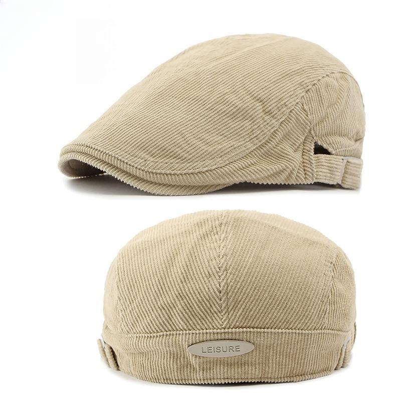 Unisex Reversible Corduroy Flat Cap Autumn Winter Warm Ivy Cap Dual Wear Retro British Beret Cabbie Hat Duckbill Cap