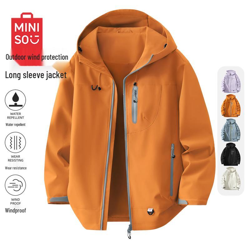 

MINISO Men s Hooded Windproof Casual Softshell Jacket