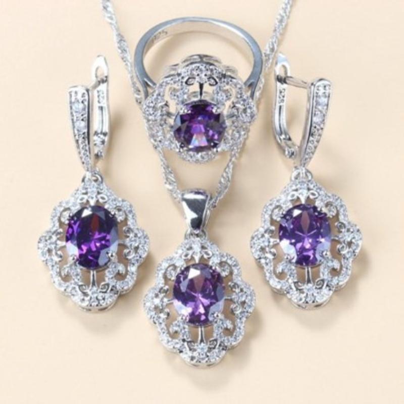 2025 Schmuck Mode Trend Accessoires Intarsien Edelstein Anhänger Ohrringe Halskette Ringe Damen Set