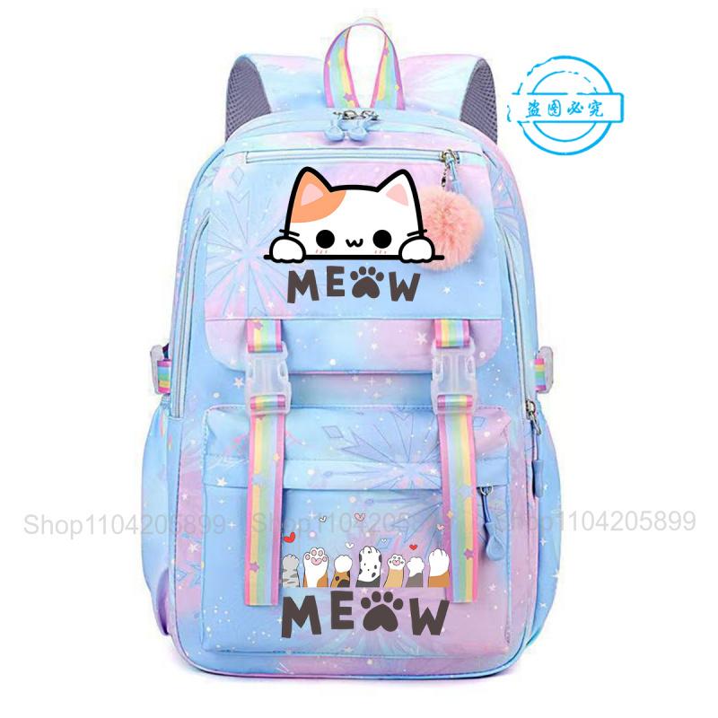 Schattige Gestapelde Kat Rugzak Grappige Meisjes Mochila Schooltas Anime Cartoon Student Schooltas Cadeau Rucksack voor Casual Reizen 16 inches