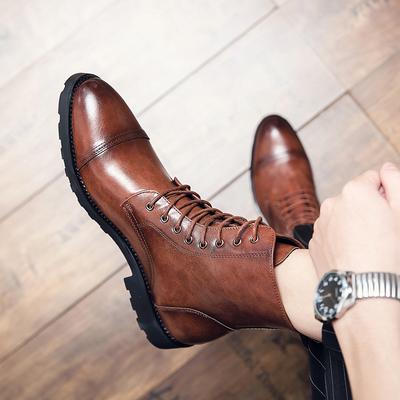 Mode Britischer Stil Retro Braun Herren Chelsea Boots Schnürer Herren Business Casual Schuhe Pendeln Vielseitige Arbeitskleidung Kurze Stiefel Täglich