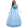 שמלת הופעות במה למבוגרים ליל כל הקדושים, גרסת פרימיום, שמלת הנסיכה סינדרלה, שמלת מסיבה לחג, שמלה כחולה