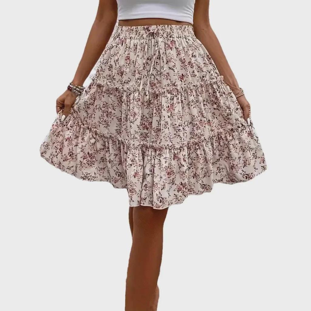 2024 Spring/Summer Floral Fashion Women's Wide-Leg Drape Shorts Skirt Pants
