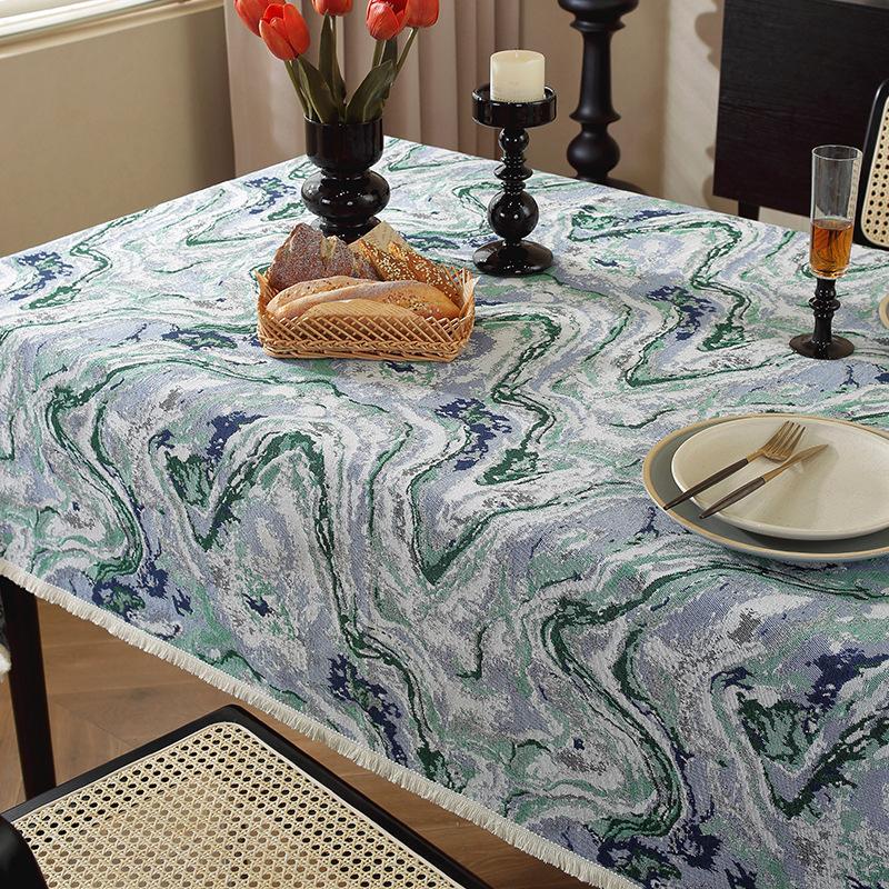 Vintage Floral Tablecloth American Oil Painting Style Thick Cotton Linen Jacquard for Tea Table 60*60cm
