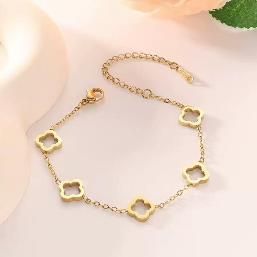 3PCS diamond studded clover fashionable versatile earring necklace bracelet set, the best birthday gift, Valentine's Day gift