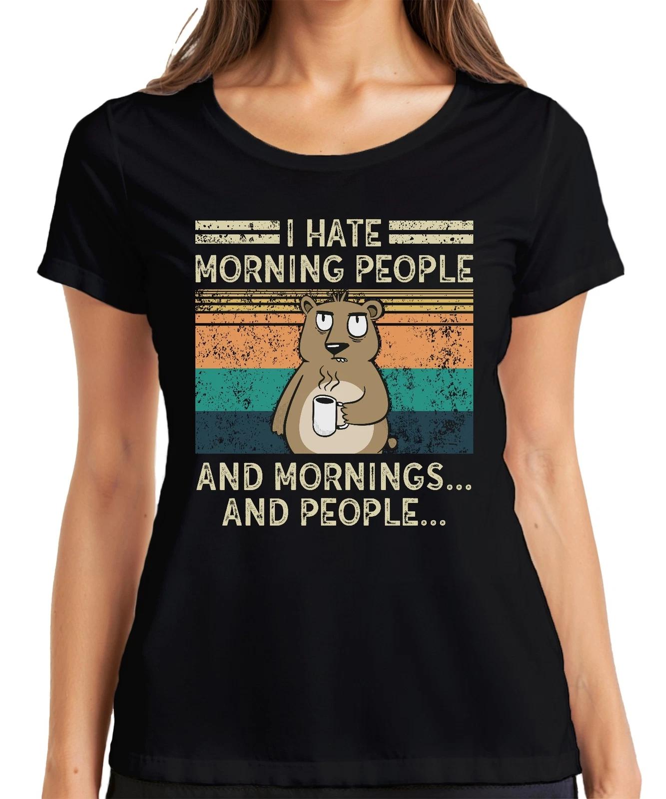 Hate Morning People Mornings And People Kaffee Bär Vintage Grunge Damen T-Shirt XXL