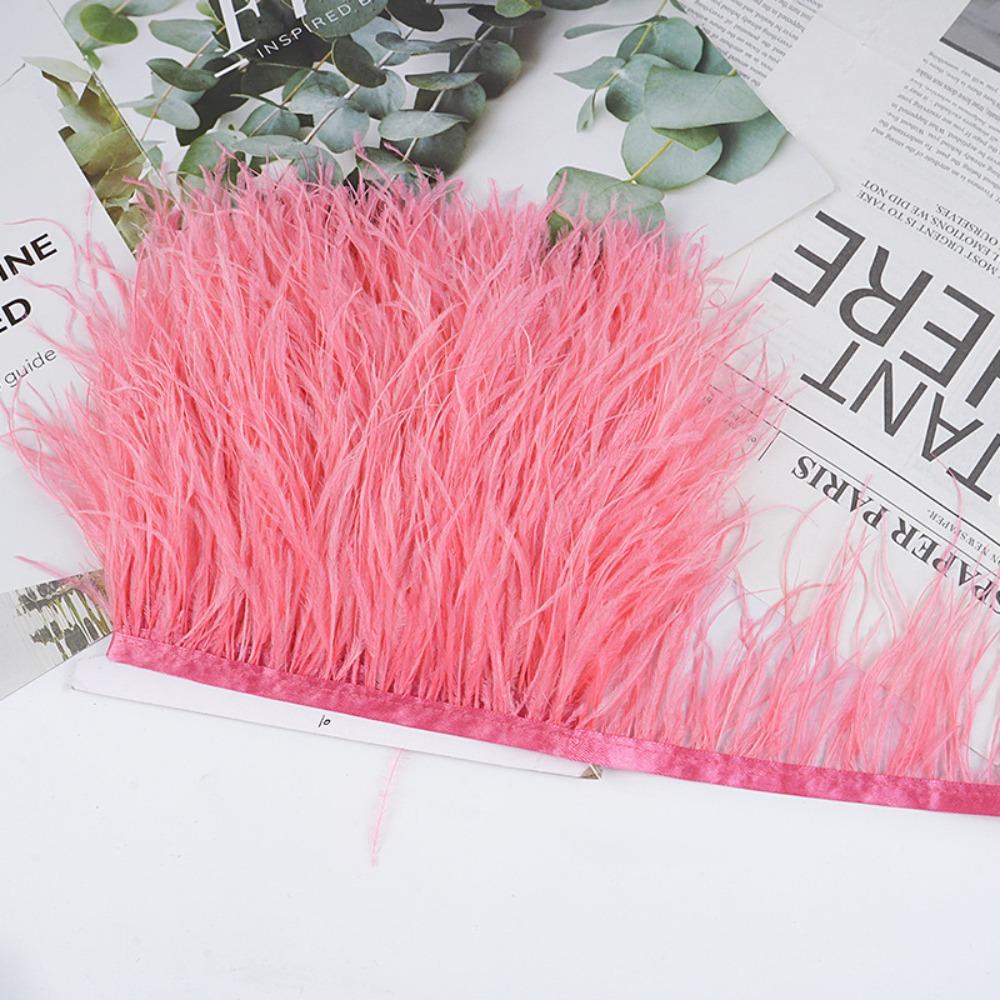 Feather1 Meter Ribbon Tassel Natural Ostrich Feathers 8-10cm Wide Fluffy Texture Ostrich Feathers Trim Sewing Decoration Apparel Fabric