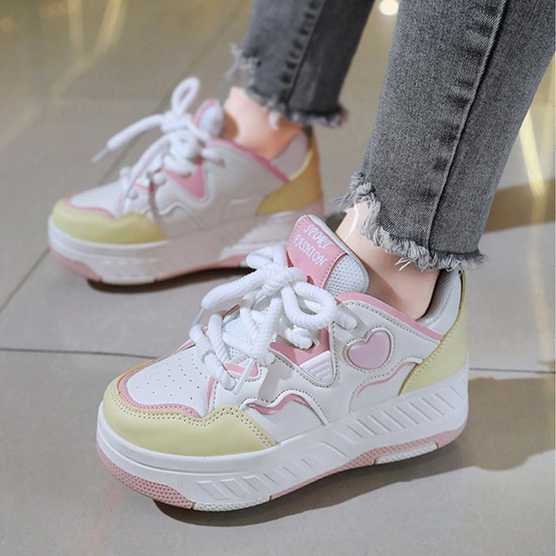 Zapatos de Caminar Transpirables con Cordones para Niñas Niños Nuevos Patines de Ruedas Cuatro Desmontables Casuales para Niños Estudiantes Deporte al Aire Libre