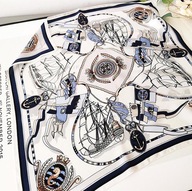 Sunset Retro Brown Banana Jungle Silk Scarf - Thin Mulberry Silk Small Square for Casual Neckwear.