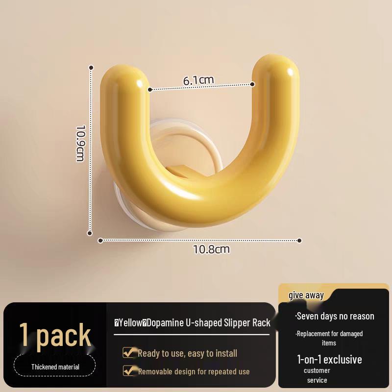 U-Shaped Suction Cup Hook for Slippers - No-Punch Wall-Mounted Bathroom Drain Rack