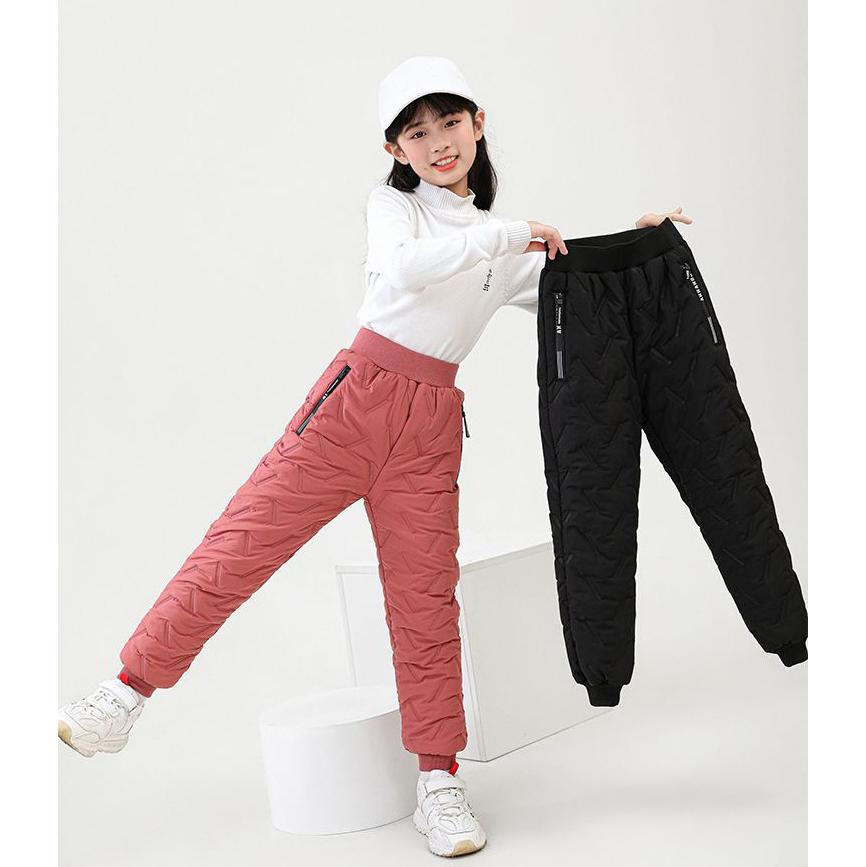 Children's Cotton Pants Winter Boys Thickened Trousers Teen Boys Cotton Lamb Wool Warm Cotton Pants Girls' Plush Casual Pants