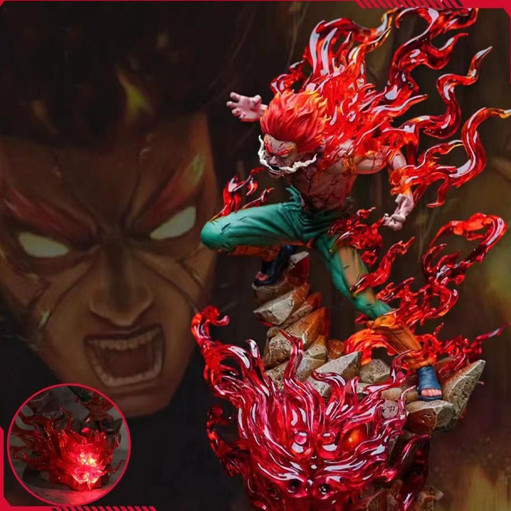 26cm Naruto Might Guy Figure Ten Years Of Shinobi Anime Action Figure With Light Immortal Sitting Pvc Model Collection Toy Gift