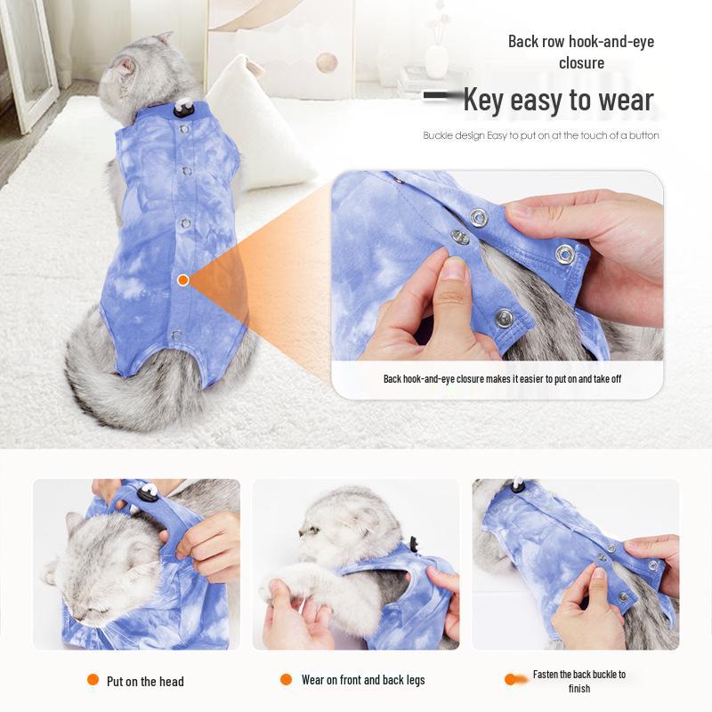 Breathable Cat Neutering Suit: Easy Snap-On Recovery Wear
