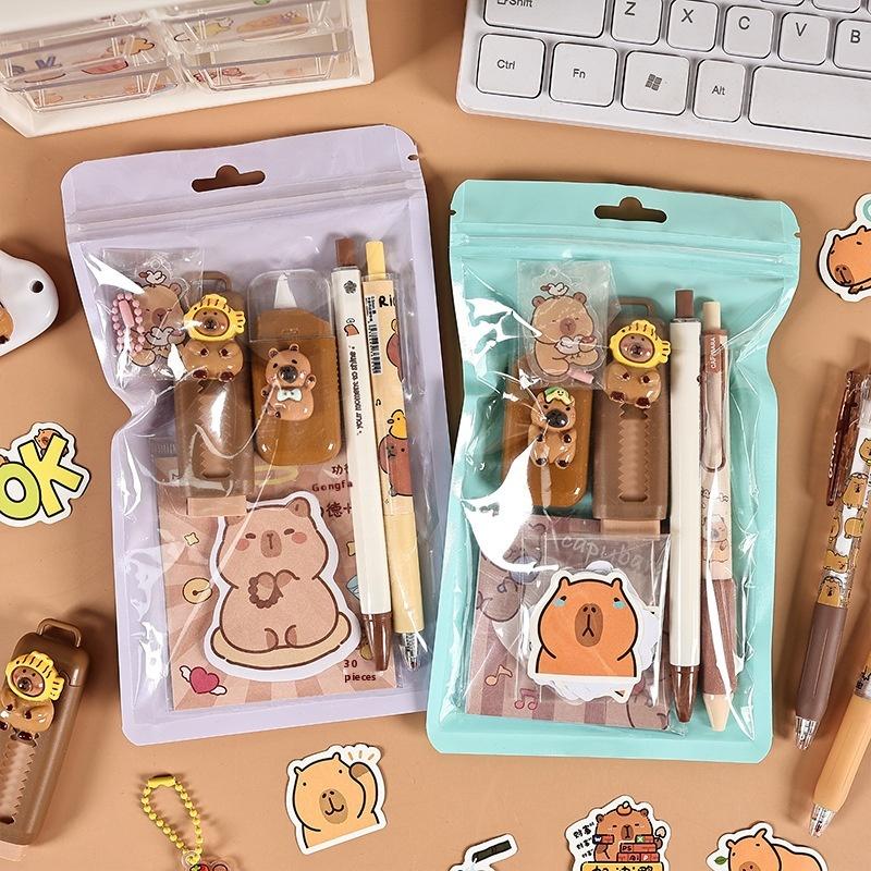Cartoon Capybara Pattern Stationery Set Student Learning Stationery Set Cute Cartoon School Supplies Creative Gift