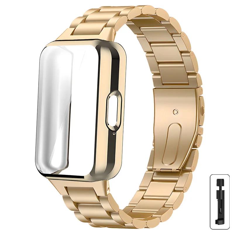 Case+Stainless Steel Strap For Samsung Galaxy Fit 3 Full Protective Screen Case For Samsung Galaxy Fit 3 Metal Band Accessories