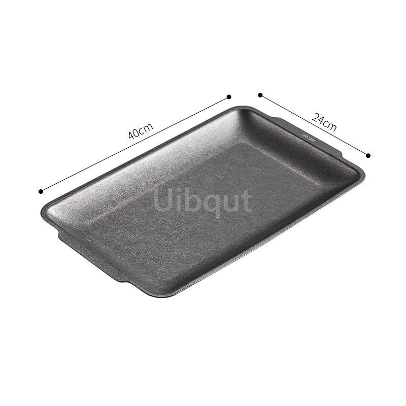 Distressed classical Stainless Steel Retangle Trays Dish Plate BBQ Pans Retro Western Steak Tray Kitchen Tableware Storage Plate