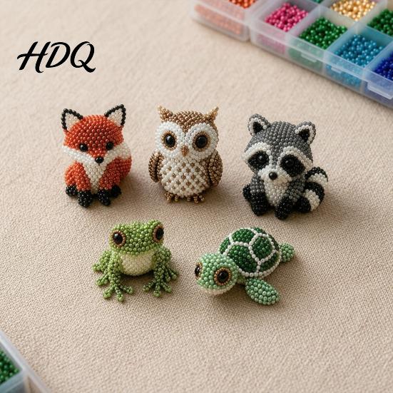 Beginner Bead Kit DIY Animal Beading Kit Tiny 3D Beaded Craft Set Cute Figurines Art for Beginners Teens Adults Stress Relief Decoration Handmade