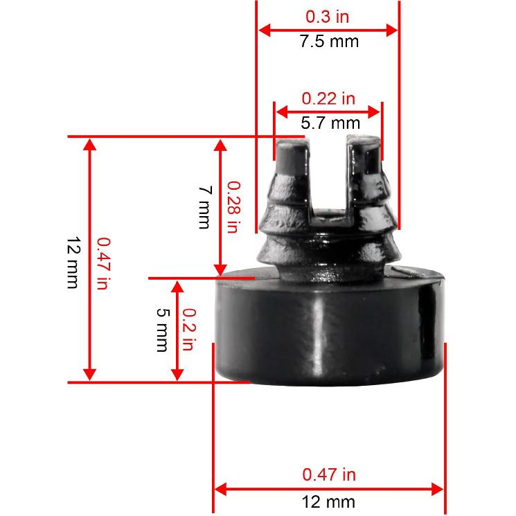 

RTRHINOTUNING 100PCS Black Wheel Rim Lip Rivets Nuts of 7.5mm/0.3in Hole Replacement Plastic Rivets