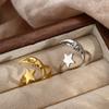 Women's Retro Moon Star Open Adjustable Ring Minimalist Stainless Steel Gold Color Finger Rings Waterproof Jewelry Wholesale