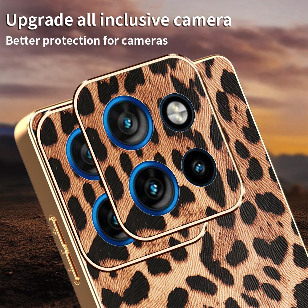 Handyhülle für Motorola Edge 50 Neo 5G/Moto S50 5G/ThinkPhone 25 5G Leopardenmuster PU-Lederbeschichtete PC+TPU Galvanisierte Hülle