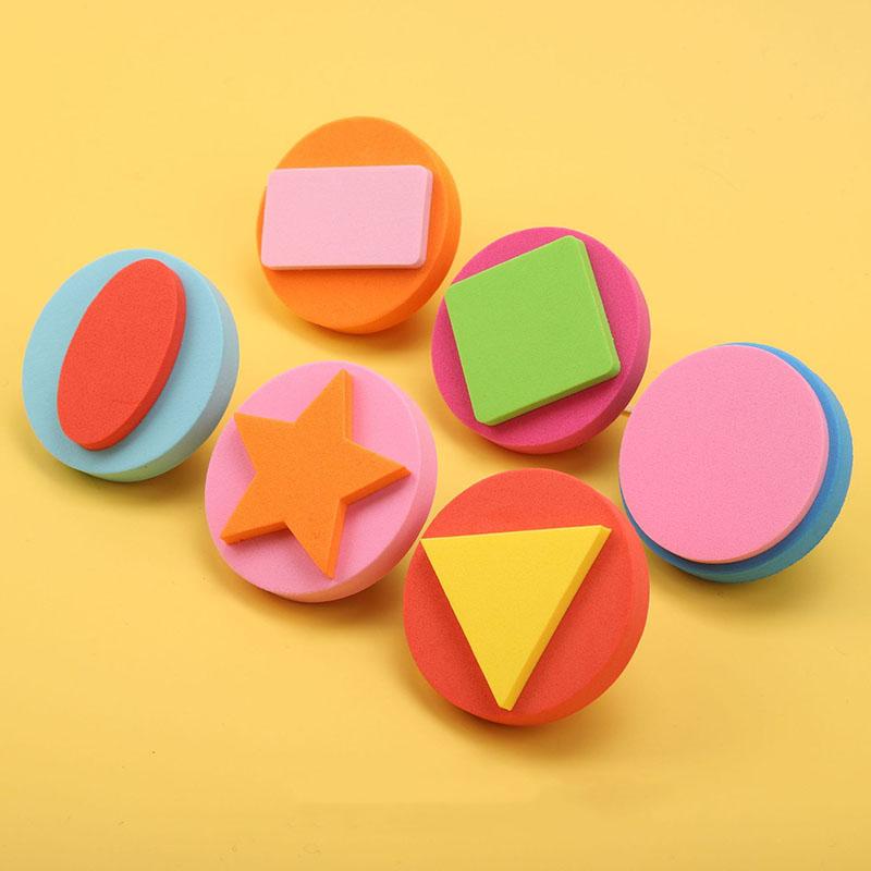 6 st/påse Skumstämplar för Målning Söta Djur Leende Ansikte Målar svampstämplar Konst Hantverk Ritverktyg Barn Leksaker för Tidig Utbildning
