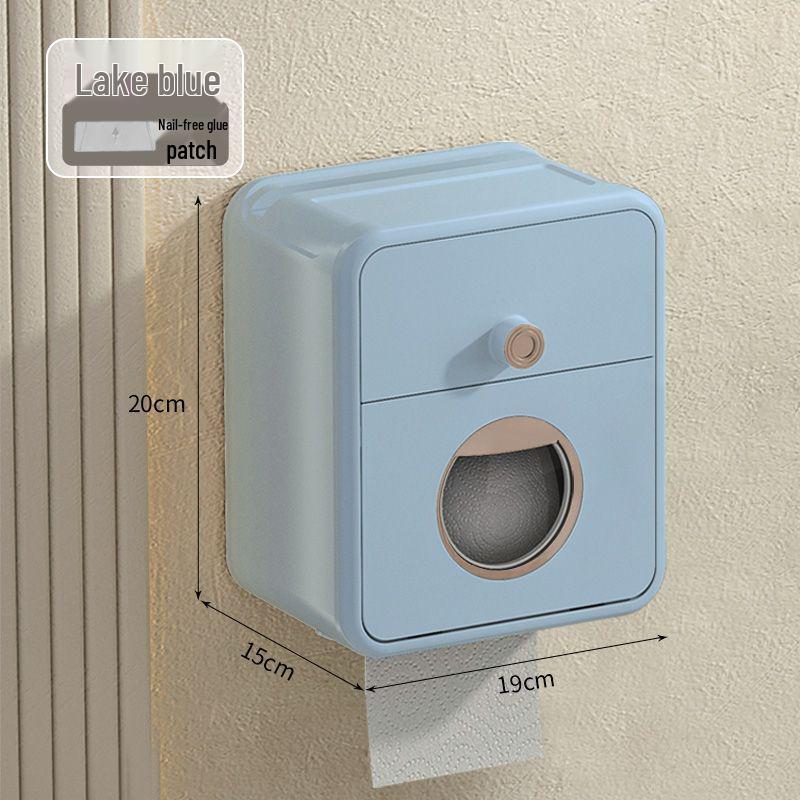 Wall-Mounted Waterproof Bathroom Tissue Box - Punch-Free Toilet Paper Storage Rack