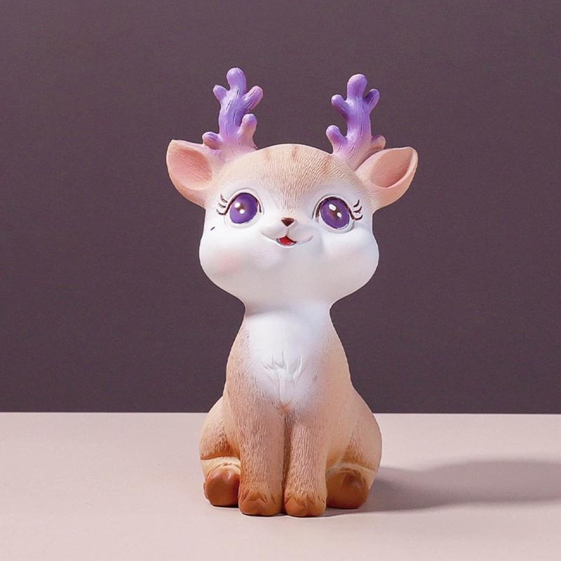 Resin Deer Figurine Statues Deer Dashboard Decorations Car Home Office Decor Craft Gifts Christmas Ornaments 8 Styles