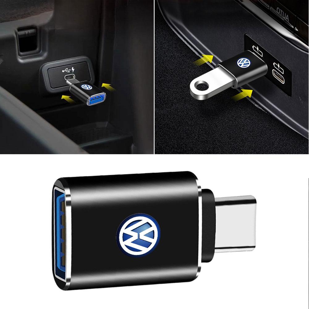 T30Car Charging Adapter TypeC to USB Converter Valve Cap For Volkswagen MK6 Golf 7 Rline GTI Touareg GTD CADDY Jetta Bora Tiguan B6