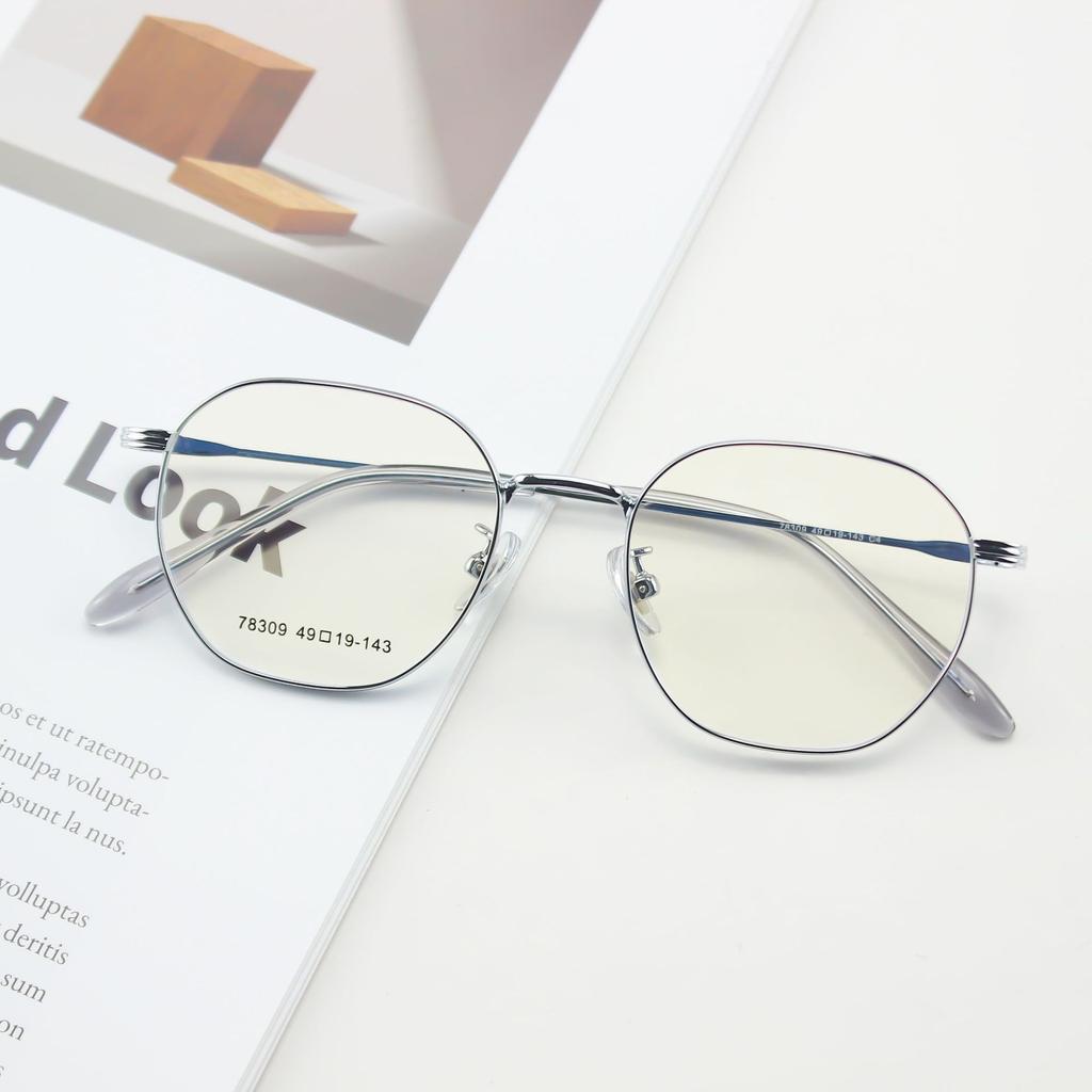 Retro Glasses Two-color Vacuum Plating Small Polygonal Glasses Frame Plain Colors for Men and Women