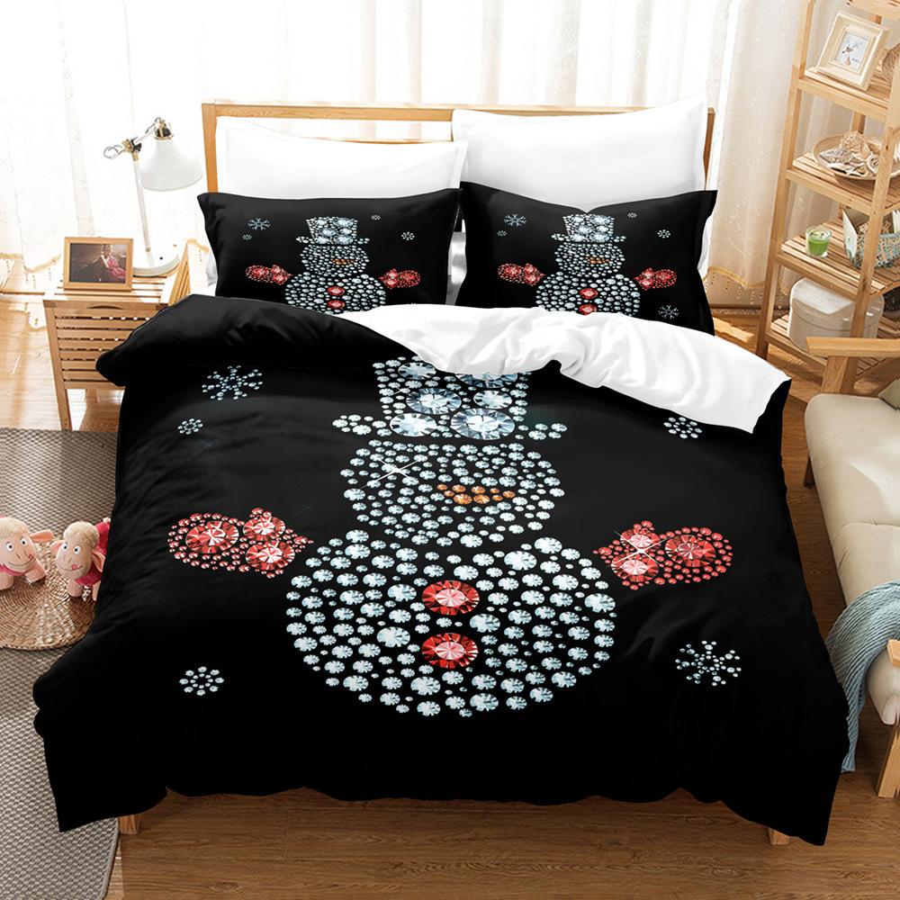 Christmas-Themed 3D Digital Printing Three-Piece Bedding Kit, Snowman Series