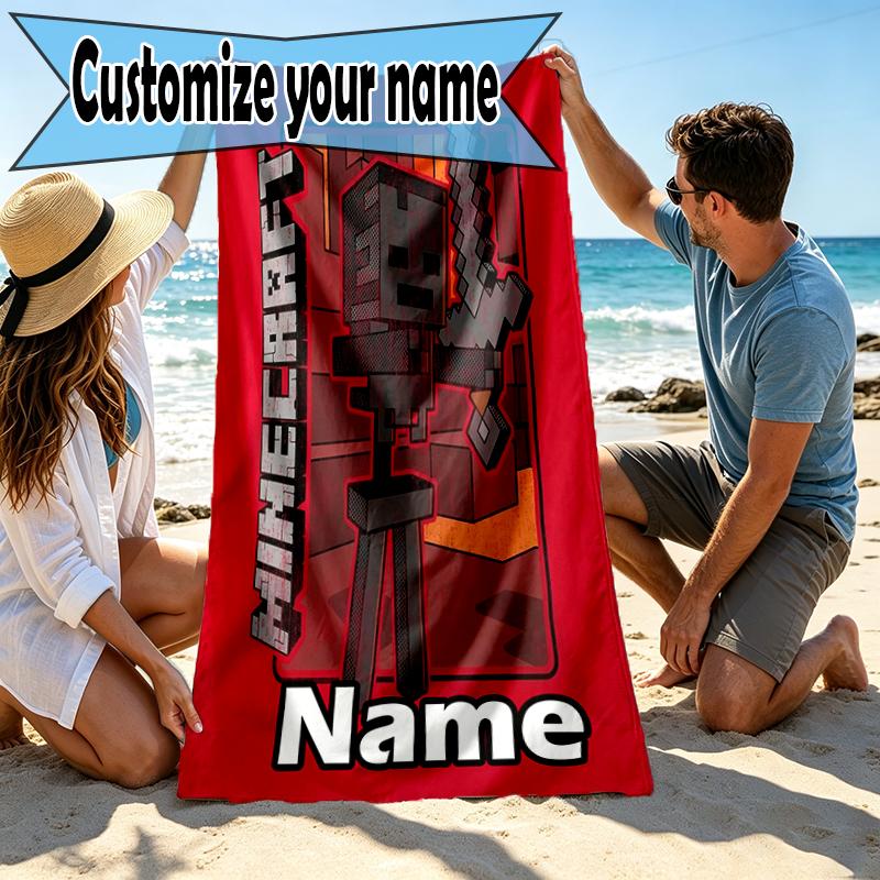 Custom Name Personalized Gamer craft Print Beach Towel, for Trip Camping Beach Party Home Decor, Birthday Gift for Family & Friends