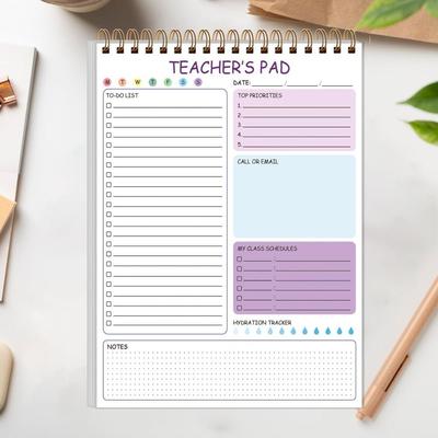 New A4 Teacher Notepad Spiral Binding Lined Pages Teacher To Do List Durable Cover Teacher Notes Task Management