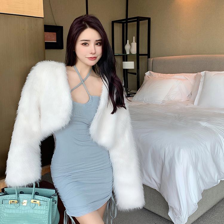 Y2K Krátké Nadýchané Umělé Norkové Kožešiny Podzim Zima Dámské Elegantní Kožešinové Bundy Pro Ženy