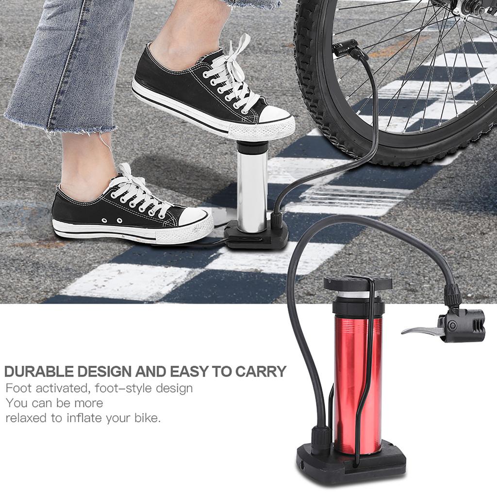 Bike Pump Portable Motorcycle Foot Pumps Aluminum Alloy (Black)