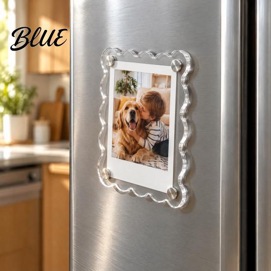Magnetic Picture Display Holder 1/10 Pairs Clear Acrylic Photo Frame Magnet for Fridge Instant Photos Frames with Scalloped Edges Refrigerator