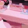 Cute Kawaii Girls Hot Pink Tablecloth Rectangular Cotton Plaid Desk Cloth Wallpaper Mat Dormitory Computer