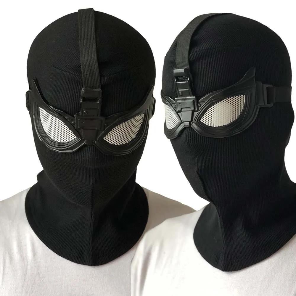 Superhero Peter Parker Mask Cosplay Stealth Suit Black Helmet Halloween Masquerade Party Costume Props