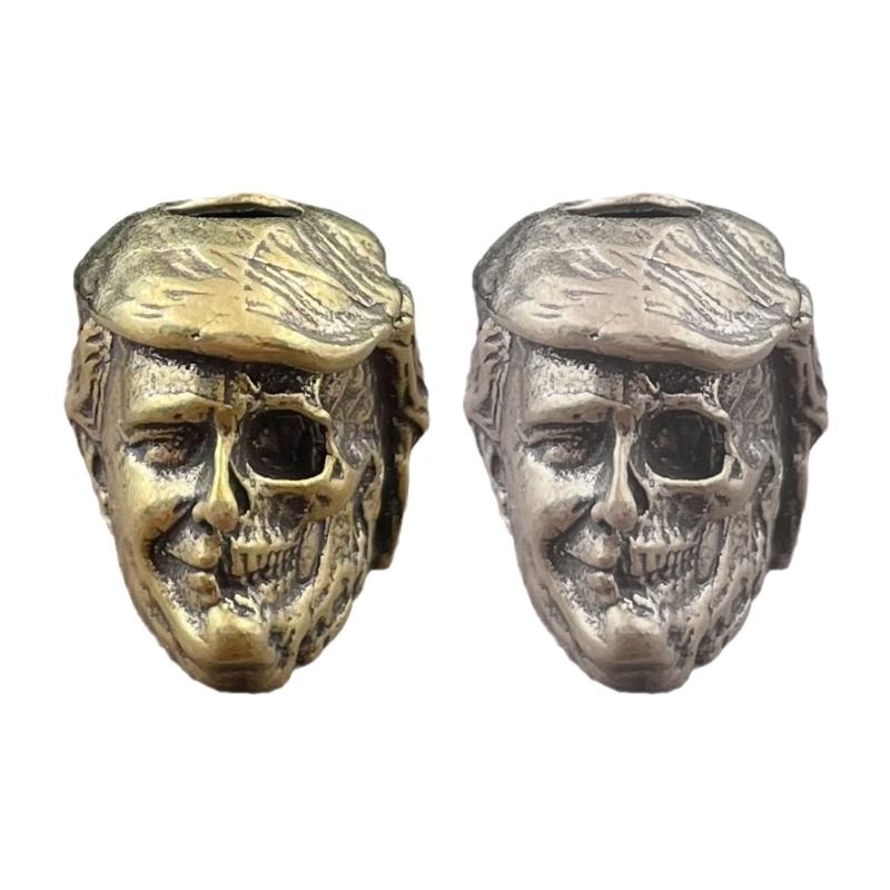 Brass Skull Charm Skull Jewelry Pendant Bead Charm Lanyard Bead Brass Texture Suitable for Bracelets and Keychains