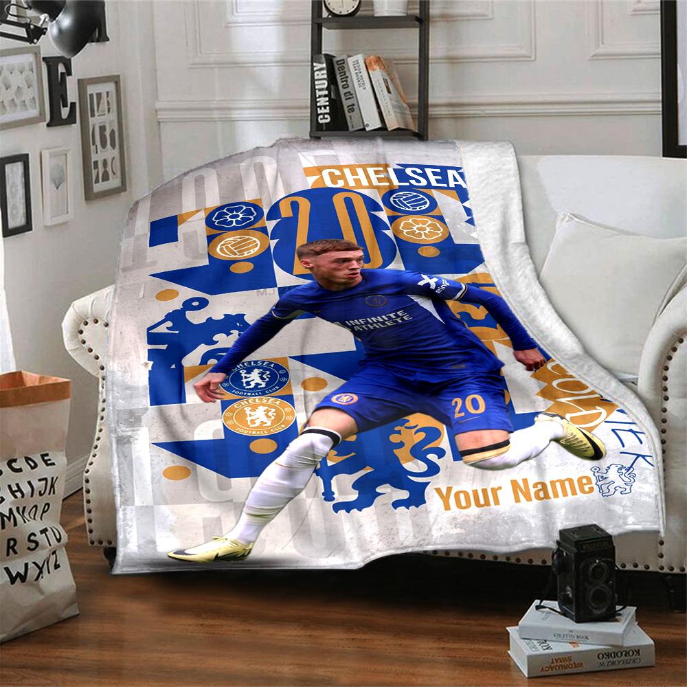 Chelsea Fc Football Player Customize Your Name Blanket Lightweight Customizable Blanket Soft Warm Cozy for Livingroom Office Seaside Bedding