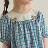 Girls' Retro Plaid Puff Sleeve French Princess Dress