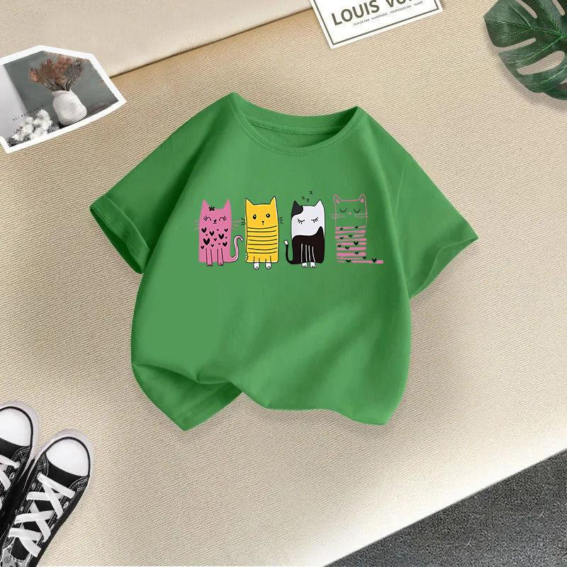 Children T-shirt Cute Animal Printed Kids 100% Cotton Clothes Tops 2-13Y O-Neck Short-sleeve T-shirt