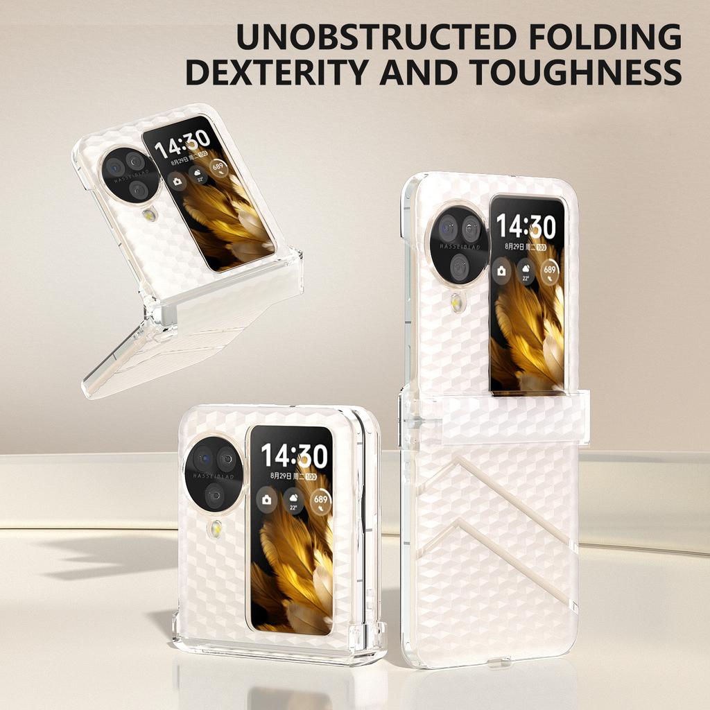 For Oppo Find N3 Flip 5G Case Matte PC Clear Phone Cover with Hinge Protection