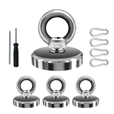 YESCUT Superstarker Magnethaken mit Karabiner von Tragkraft Ø 100 mm, aus rostfreiem 304 Edelstahl, stark rostbeständig, abnehmbar, inkl. Treiber [Set 4]