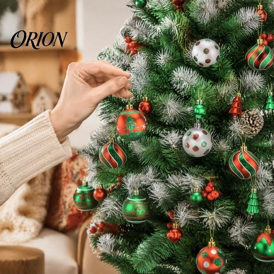 Durable Xmas Tree Ornaments 42PCS Christmas Ball Set, Seasonal Accents with Hanging Indoor Holiday Decor Strings, Shatterproof Plastic Decorations for