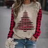 Womens Round Neck Pullover Sweatshirt With 3D Christmas Tree Print Casual Comfort Fit 2025