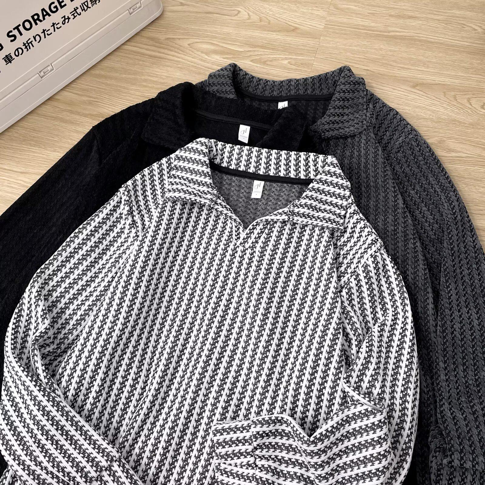 Unisex Fishbone Pattern Lapel Hoodie: Stylish, Versatile, and Casual Loose-Fit Design 3XL