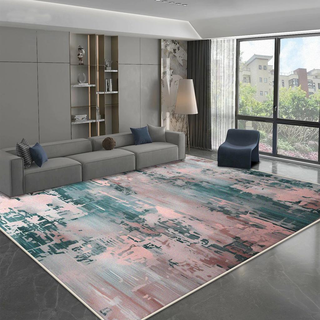 Moderner einfacher Stil Teppich für Wohnzimmer Blau Grau Dekoration Zuhause Sofa Flauschiger Weicher Teppich Schlafzimmer Nachttisch Waschbare Rutschfeste Matte