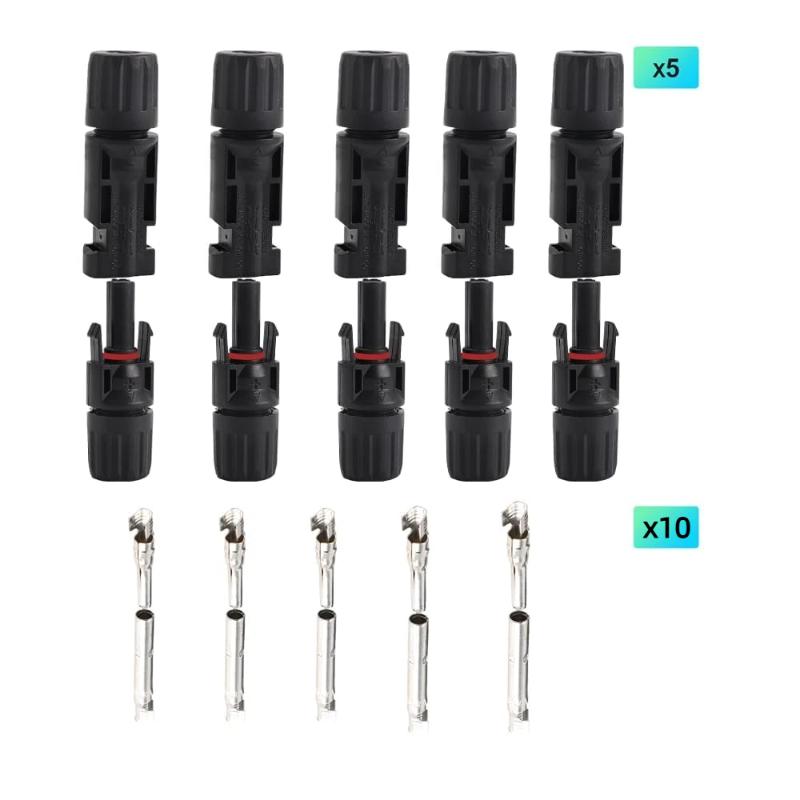 5/10 Pairs IP67 Waterproof PV Connectors, Male & Female 1000V/1500V for Solar Panel System